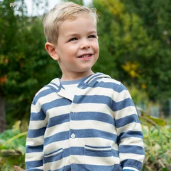 Dave Bella Spring Autumn Baby Boys Sweater Coat Blue White Striped Boys Outerwear Cotton Kid Cardigan Hoodie DB1250128