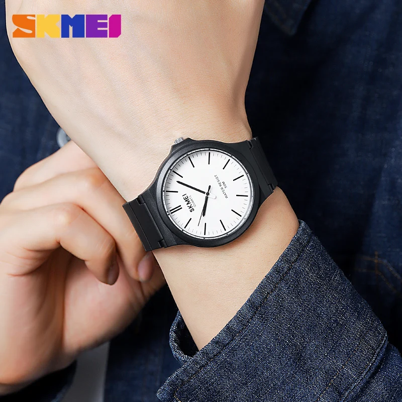 SKMEI Fashion TPU Strap 3Bar Waterproof Watches New Style Casual Quartz Wristwatches Mens For Male Time Clock reloj hombre