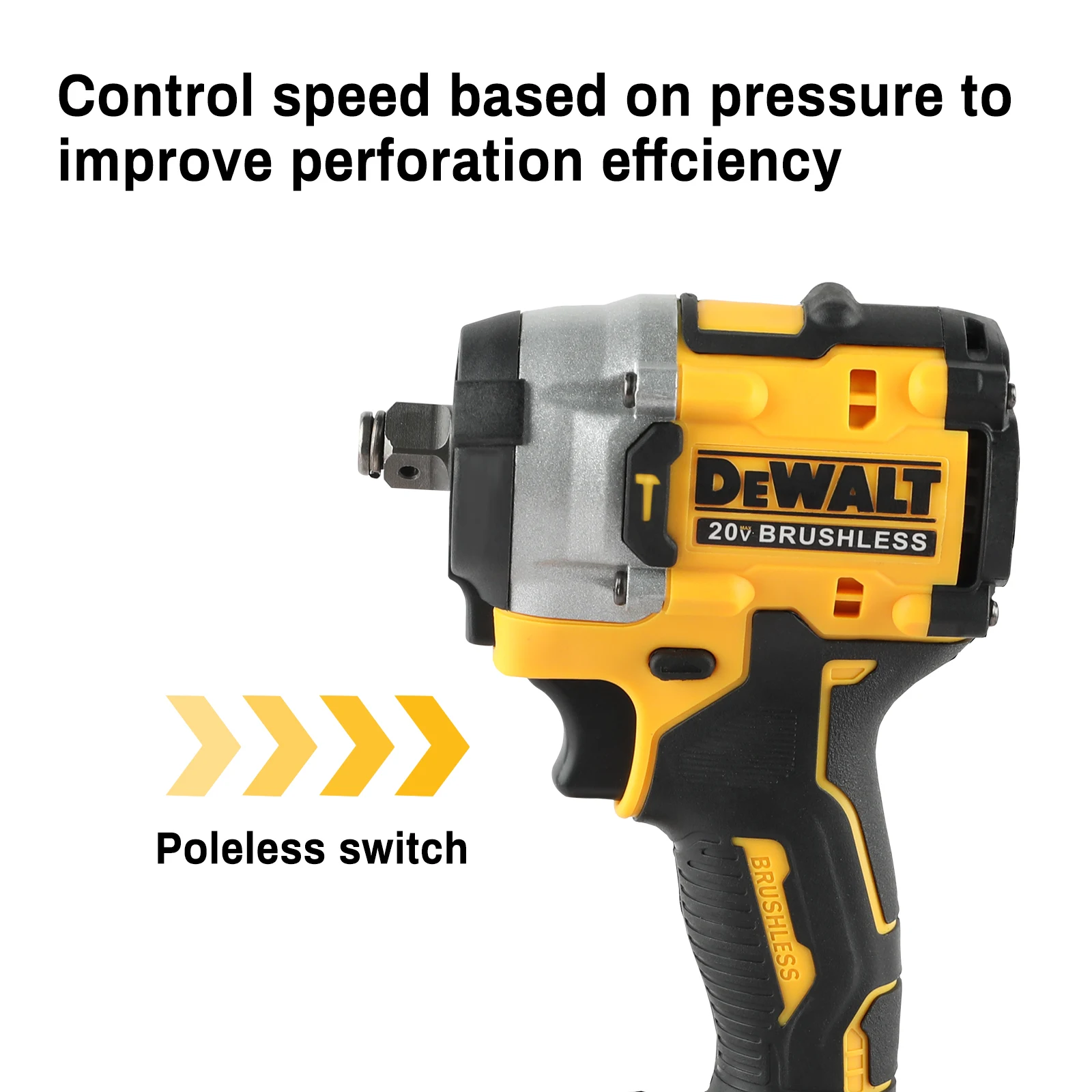 DEWALT DCF921 20V Kunci Impact 1/2in Tanpa Sikat & Bor Listrik Tanpa Kabel-Kecepatan Variabel, Alat Telanjang Multifungsi