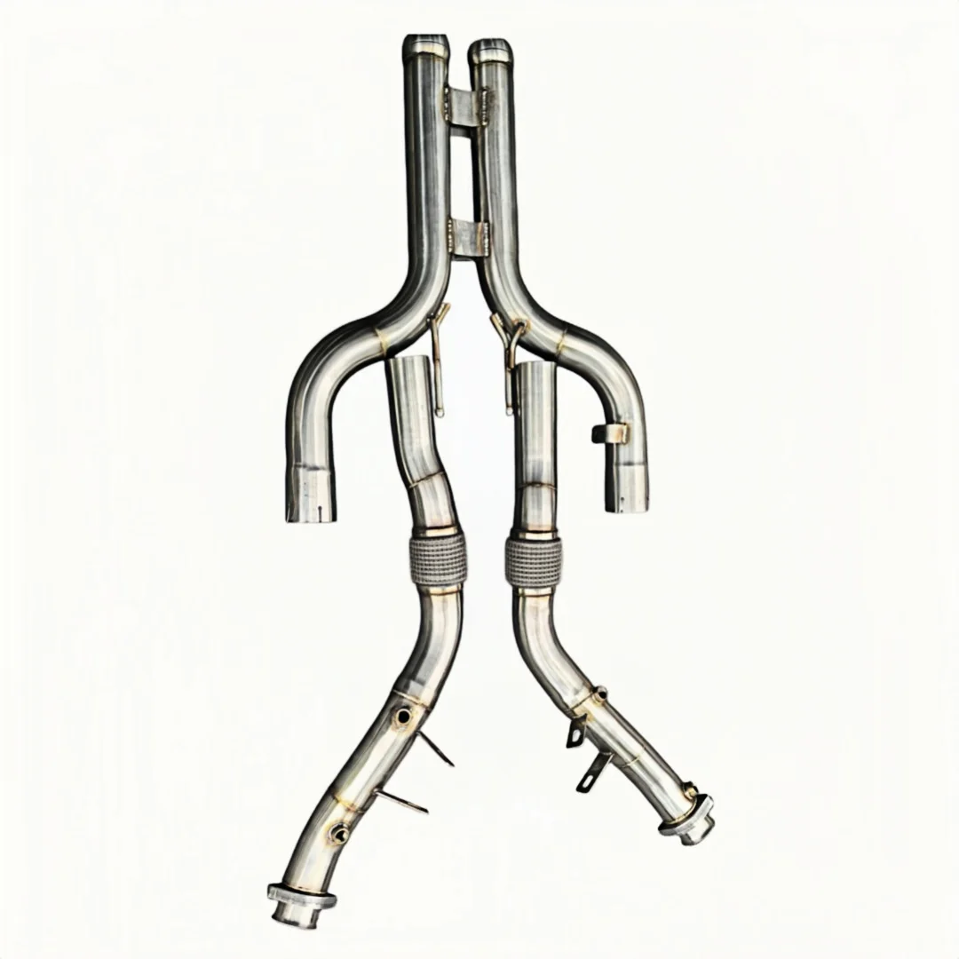 For DEX Stainless Steel With Heat Shiled High Flow Exhaust Downpipe for 2015-2020  Mercedes-Benz S63 AMG W222 M157 5.5T