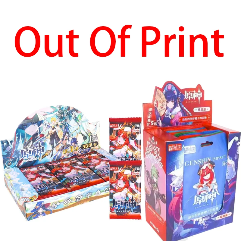 

Out Of Print Genshin Impact Cards Anime Game TCG Anime Collection Pack Booster Box Rare SSR Surrounding For Family Table Toys