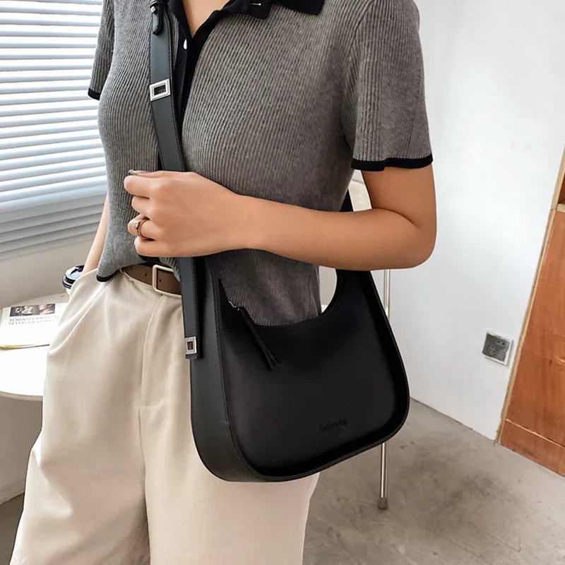 Burminsa Wide Strap Crossbody Bags For Women 2023 Trend Designer Korean Small Shoulder Bag PU Leather Ladies Handbags And Purses