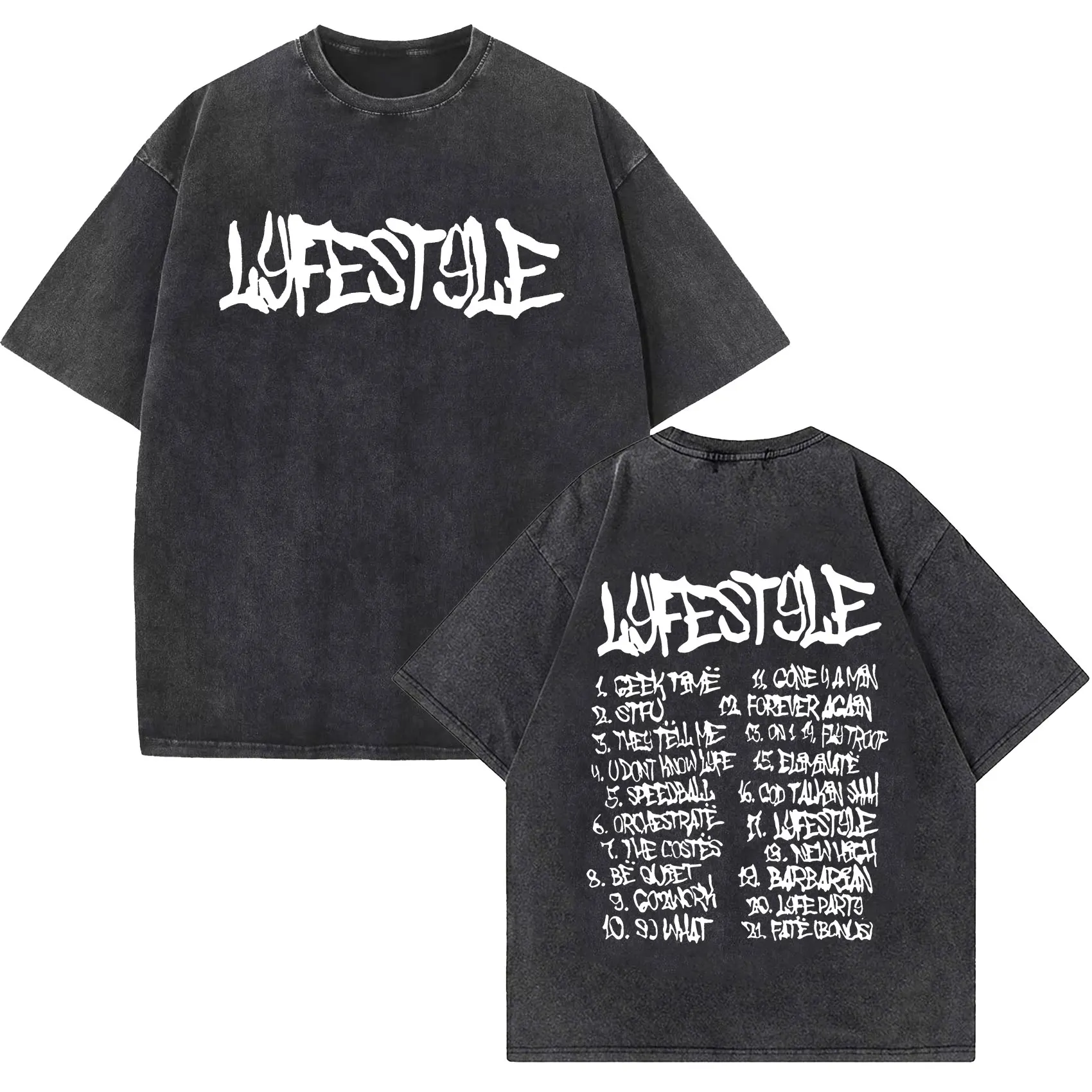 تي شيرت مغني الراب Yeat Lyfestyle Vintage بأكمام قصيرة ورقبة دائرية من القطن للجنسين على طراز الهيب هوب ملابس خروج عصرية