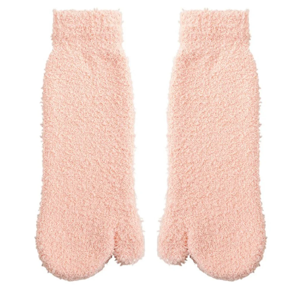 

Creative Thickened Warm Two Toe Fleece Socks Sleeping Mid Tube Separate Toe Plush Socks Simple Hosiery Floor Socks Winter Winter