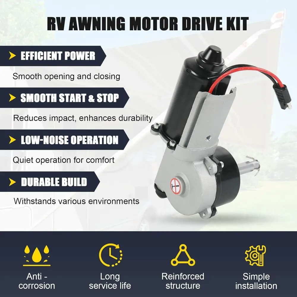 3317084.000U RV طقم تصليح محرك المظلة مناسب لسلسلة Dometic 9200 استبدال OE #   3316605.017 3316605.001 أسود