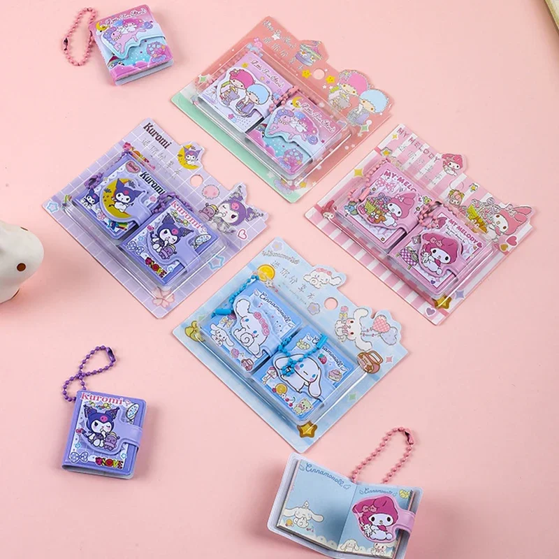 Sanrio สมุดบันทึกขนาดเล็ก Kuromi Cinnamoroll 20ชิ้นแผ่นจดบันทึกแบบพกพารายวันวาระการประชุมเครื่องเขียนสำนักงานอุปกรณ์การเรียน