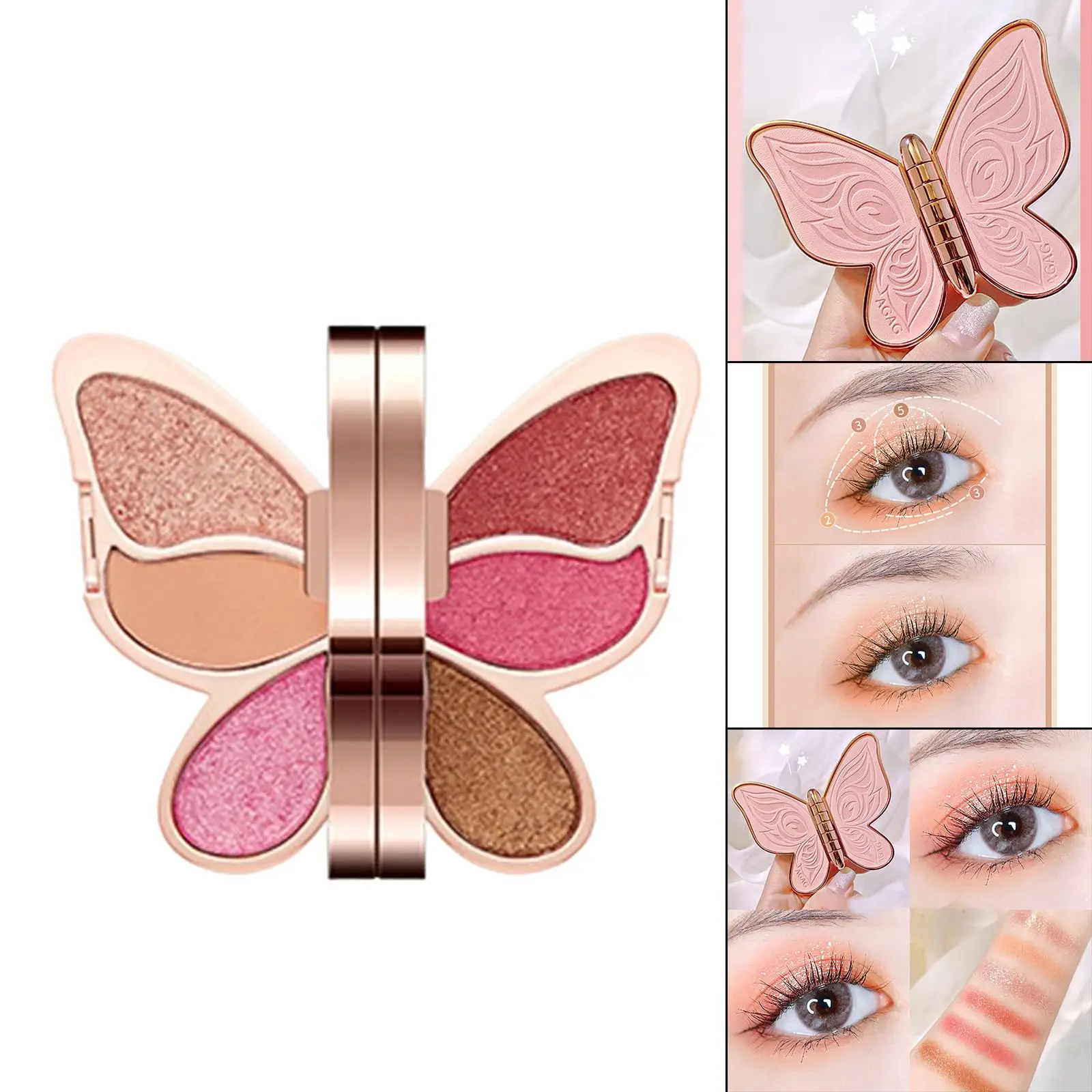 Portable 6 Color Butterfly Eyeshadow Palette Shimmer Matte for Mother Wife