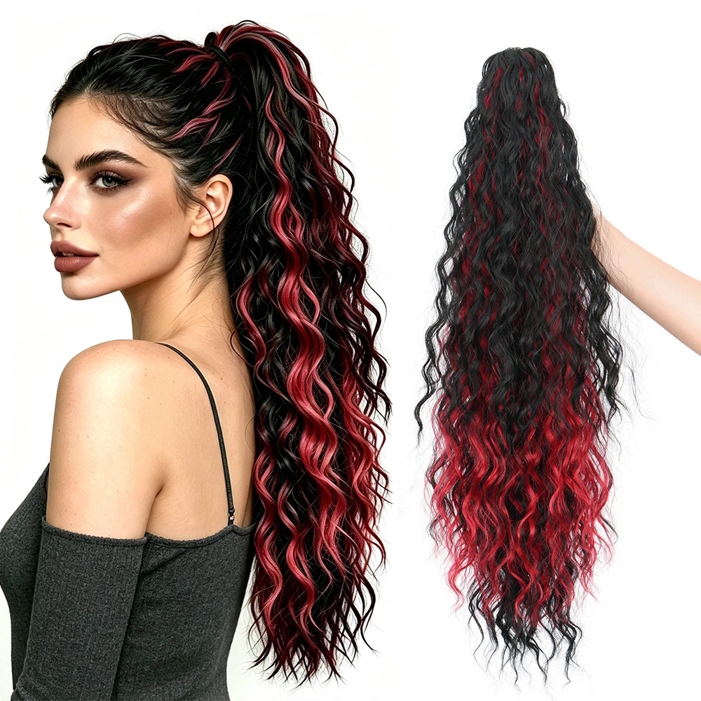 Synthetic Claw In Ponytail Extension Corn Wavy Clip in Hairpiece Ponytail Hair Extensions Ponytail for Women