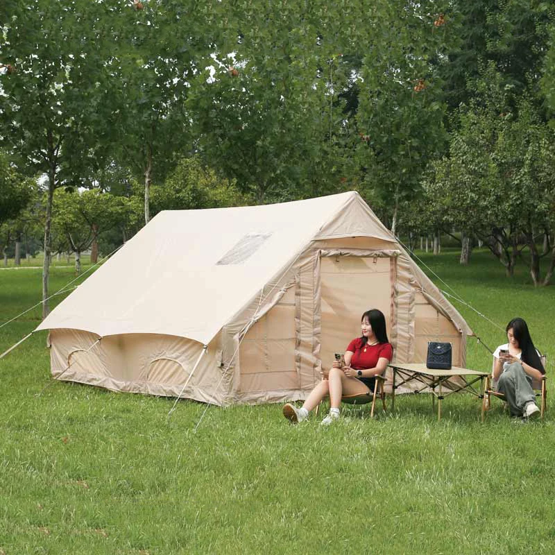 12 فاخر في الهواء الطلق غير نافذ للمطر التخييم أكسفورد النسيج المقصورة منزل خيمة هوائية قابلة للنفخ مع كوة ومنفذ موقد لحفلة الحدث