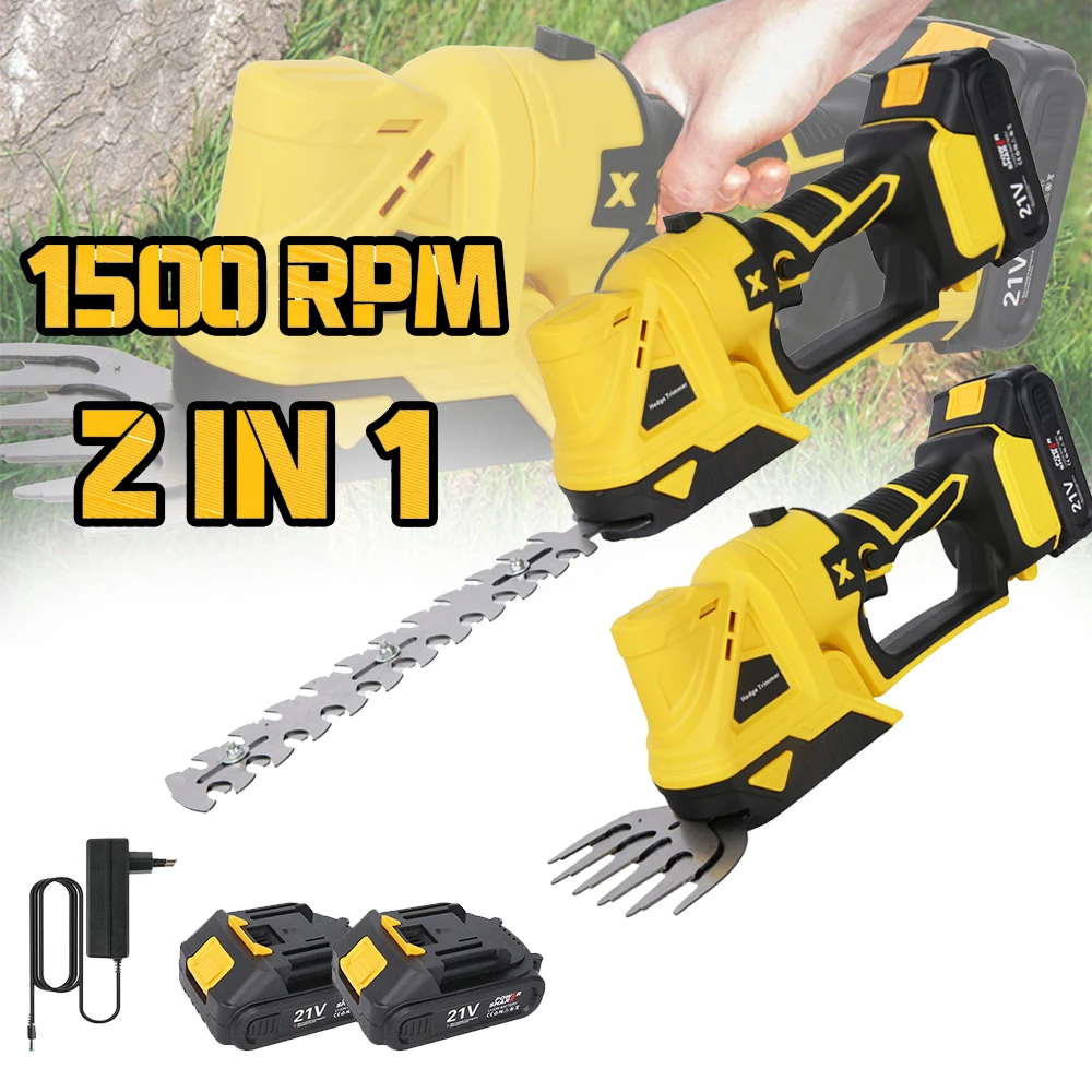 Cortadora de césped eléctrica 2 en 1, cortadora de césped portátil, tijeras de jardín, herramientas de poda de arbustos inalámbricas de 1500rpm para batería Makita de 21v