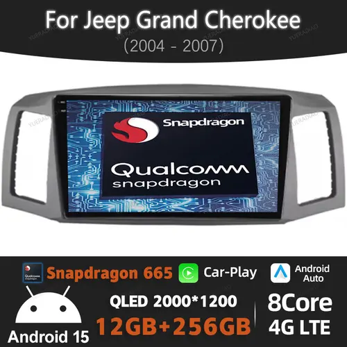 Android 15 Radio del coche para JEEP Grand Cherokee 2004 - 2007 reproductor de vídeo estéreo Multimedia 4G WIFI Carplay Auto GPS NAVI unidad principal