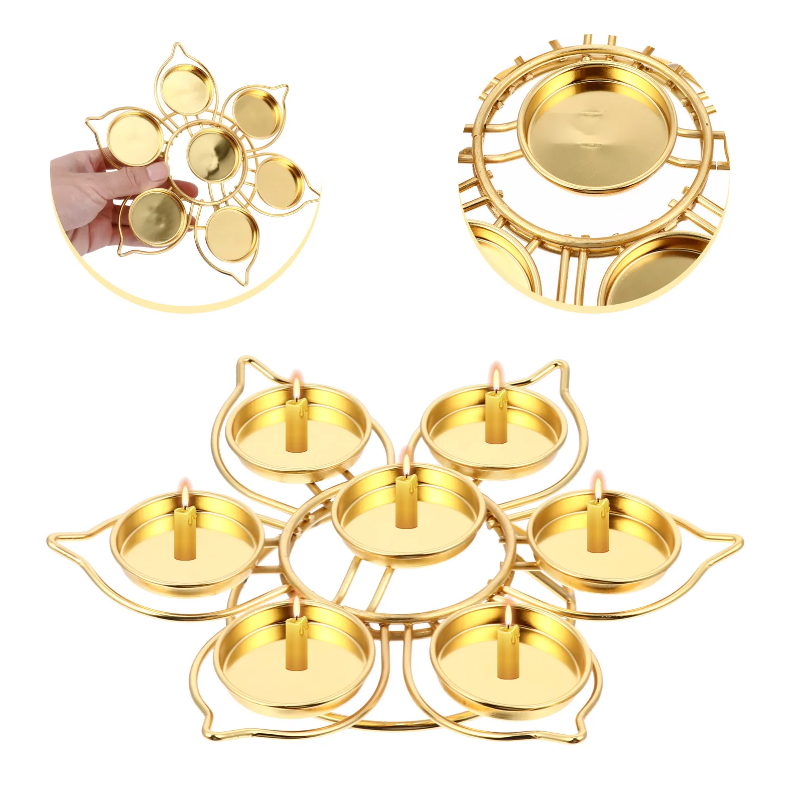 

1 шт. Лампада в форме лотоса из сплава для масла/гхи, для храма, домашнего декора, центральное украшение стола, подсвечник для чайных свечей, в скандинавском современном стиле