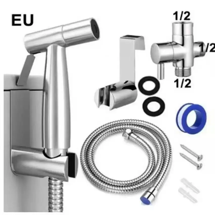 Toilet Bidet Sprayer Attachment Set Diverter Valve Adapter Stainless Steel Handheld Bathroom Shower Head High Pressure Kit