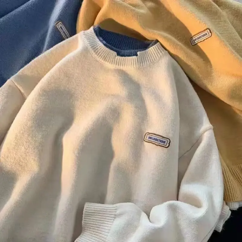 

Loose American Sle Knitwear for Men Autumn Winter plus Size 250 Pou Inner Wear Casual Lazy Sle High End Feeling Sweater