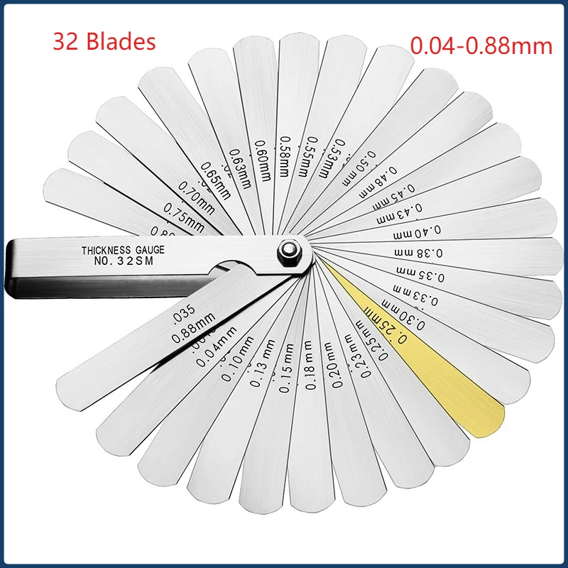 

Щуп 32-лезвийный сплав, метрический дальномер зазора, клапан, обучающие инструменты, толщина зазора 0,04-0,88 мм, инструмент для измерения медного листа