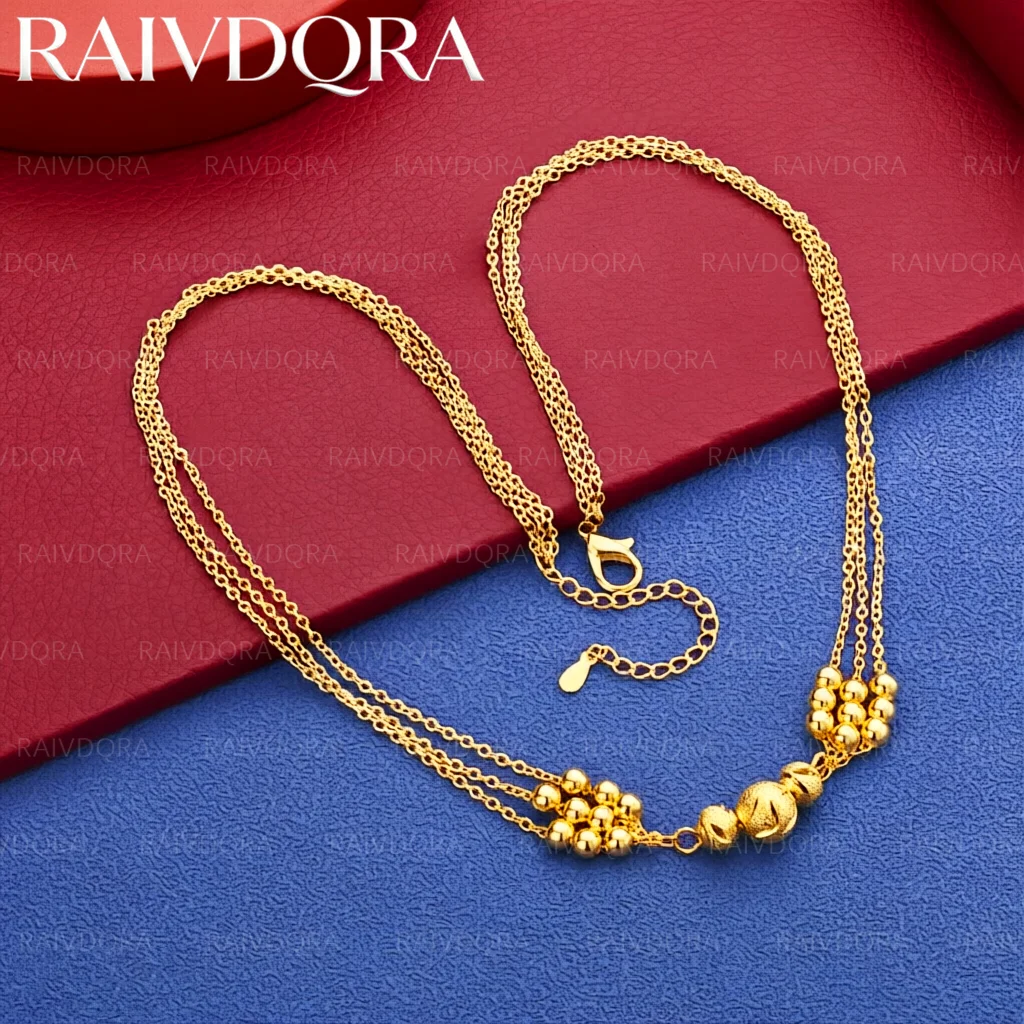 18K Gold Plated 45cm Bead Necklace For Women Men Creativity Gifts Street All-match Party And Daily Wear