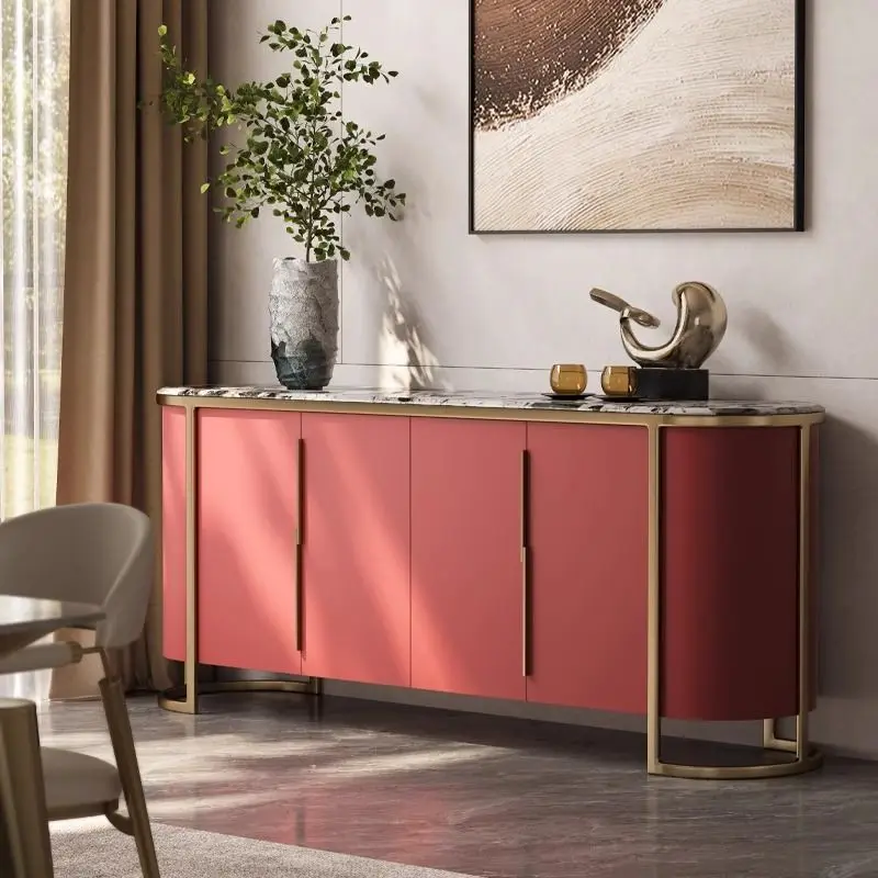 living room side cabinet, dining side cabinet, high-end modern 2024 new model, solid wood decorative cabinet against the wall