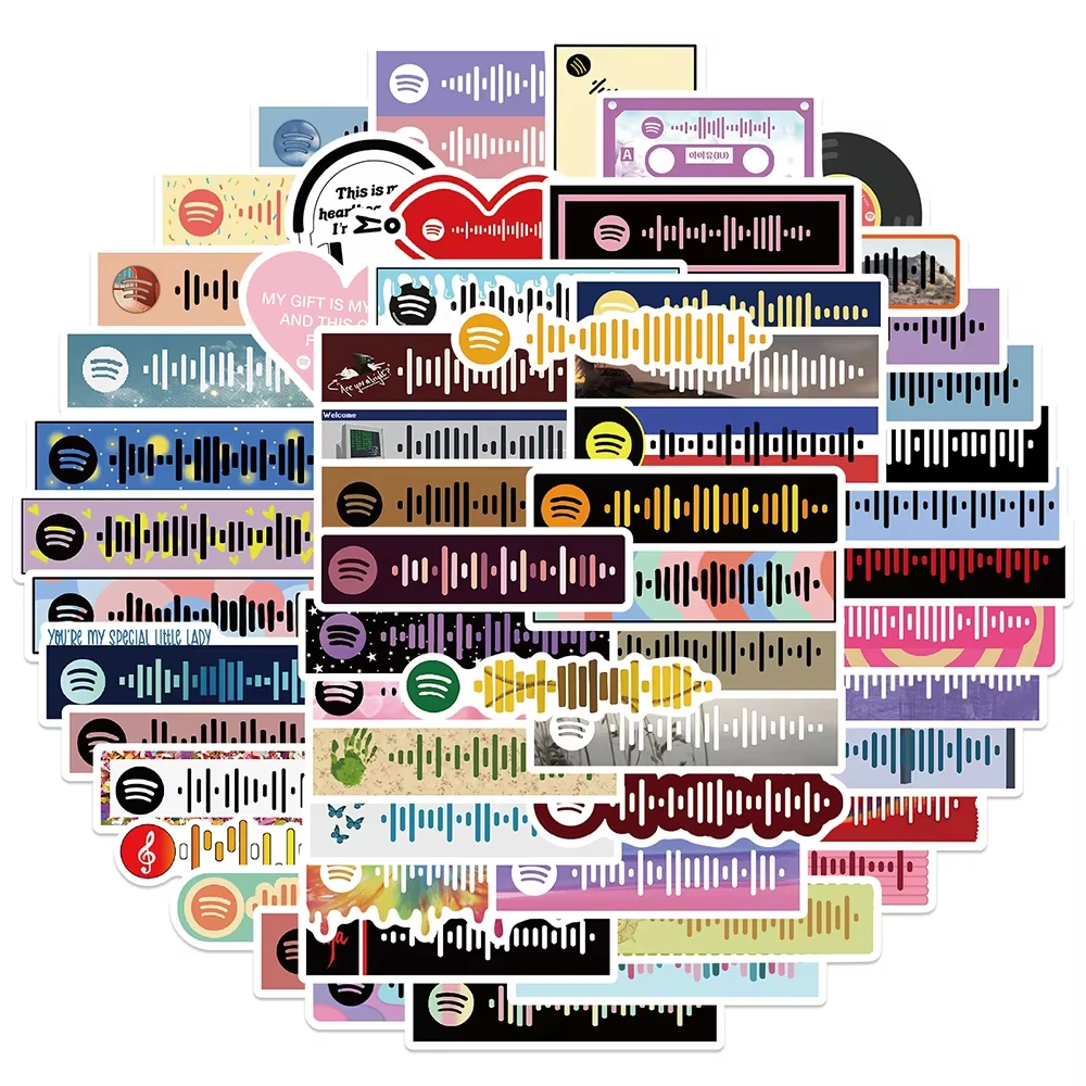 68PCS Funny Musical Note Stickers Colorful Exquisite Decoration DIY Guitar Phone Laptop Suitcase Water Cup Skateboard Decals