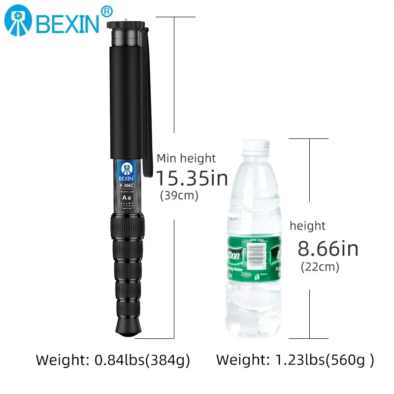 BEXIN P306C Light Professional Carbon Fiber Portable Travel Monopod Bracket Can Stand withTripod Ballhead for Digital SLR Camera