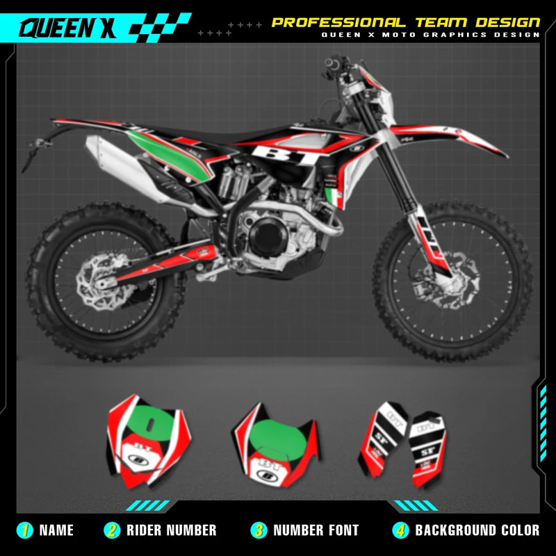 

QUEEN X MOTO Motorcycle Team Graphics Decal & Sticker Kit For BETA RR 2020 2021 2022 300R 350 390 430 480 RR-S RX 025