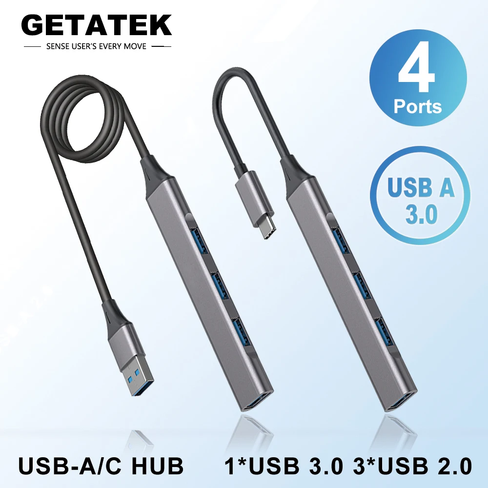 Getatek-Hub USB tipo C 3,0 OTG, 4 puertos, adaptador divisor múltiple, accesorios para portátil, Lenovo, Macbook Pro