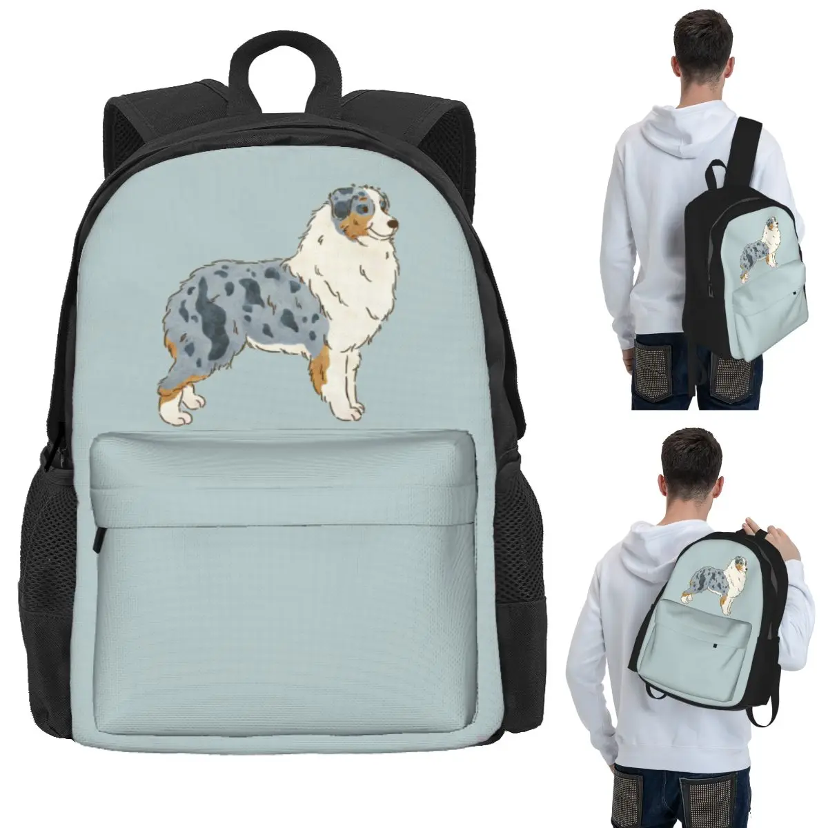 Australian Shepherd Aussie Dog Student Backpack School Bag Hiking Travel Daypack for Boys Girls Bookbag Shoulder Bags