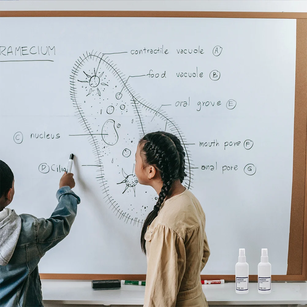 2 Stück Whiteboard-Reinigungsspray, 100 ml, tragbar, 135 mm Größe, für den Einsatz im Klassenzimmer, Büro, Whiteboard, sauberes Wasser, Kunstbedarf