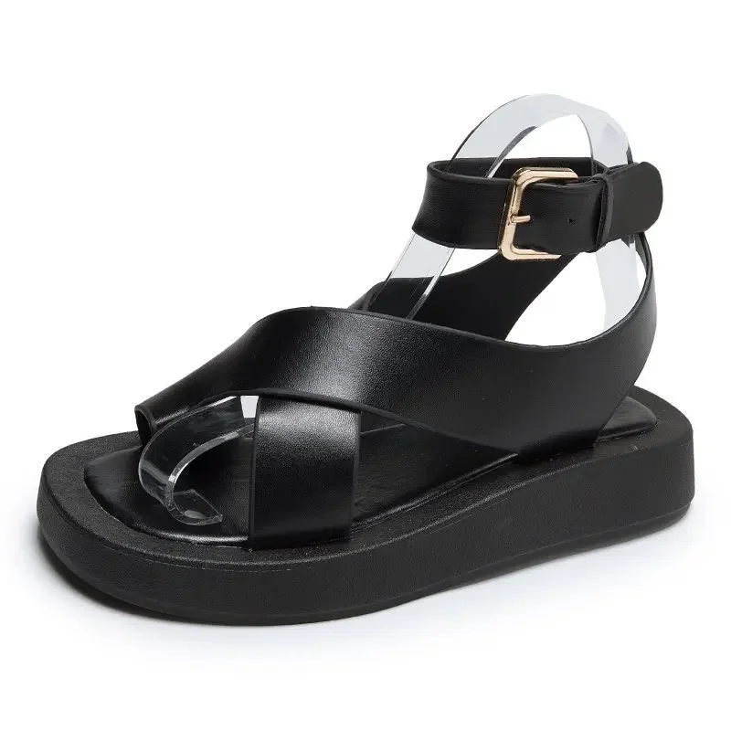 

Comfortable Thick Bottom Fairy Style Cross Strap Beach Sandals 2026 Summer fashion New Sandals for Female Students