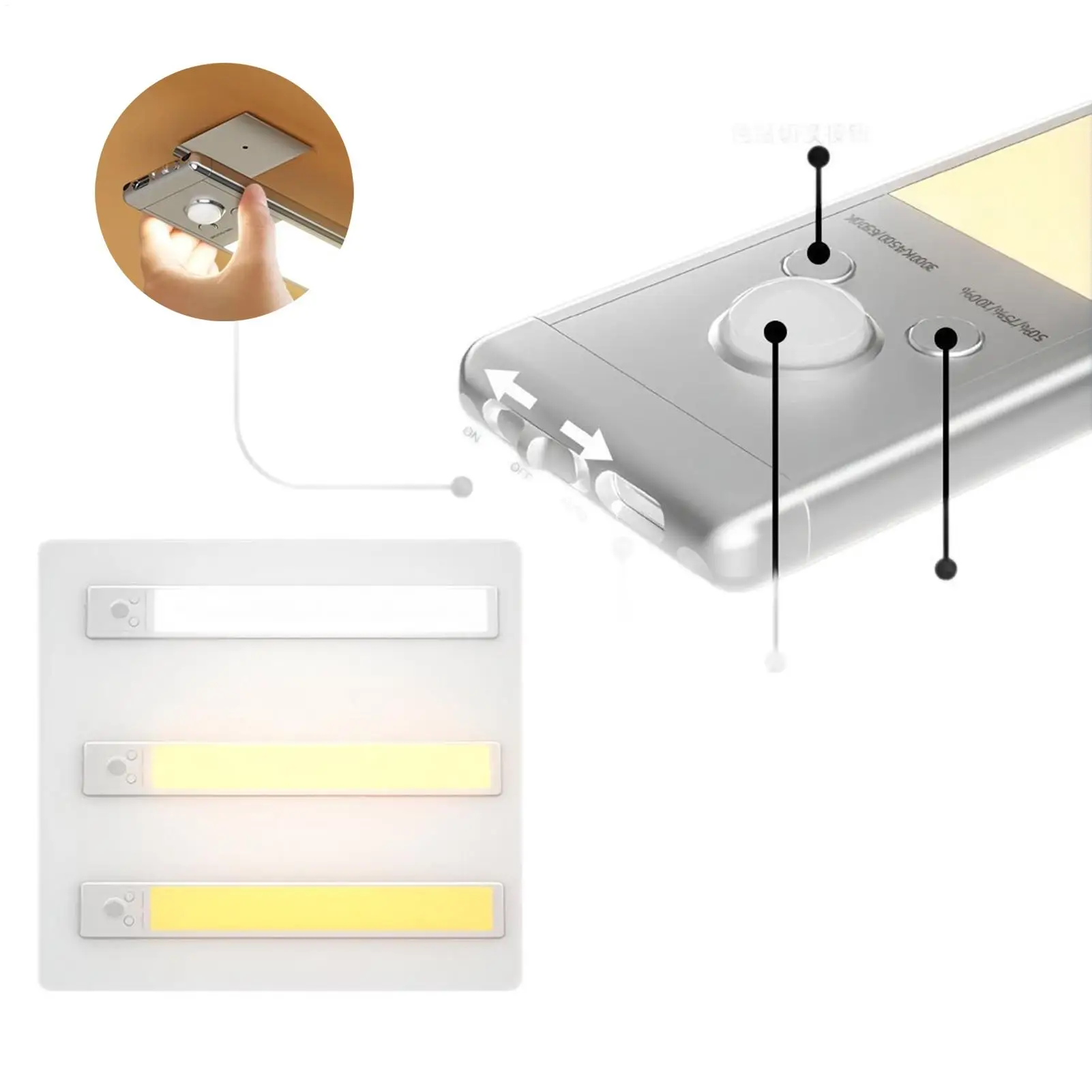 

Крытый датчик движения, 3-цветная температура, регулируемое освещение, освещение для шкафа, датчик движения для семьи, друзей, пожилых детей
