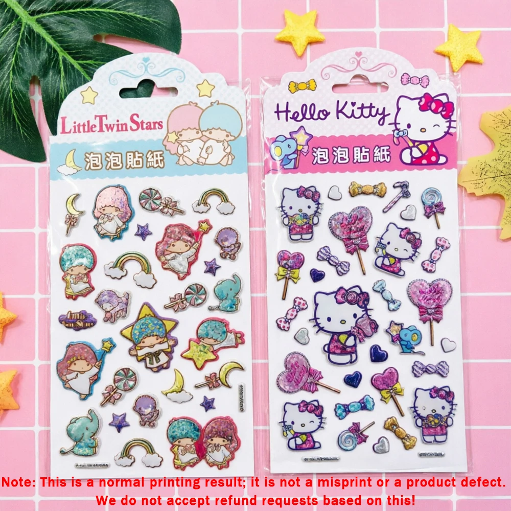 Genuine Sanrio Hello Kitty Glitter Stickers Cartoon Kt Cat Toys Decals Handmade Scrapbook Notebook Decor Sticker Girls Gifts image 6