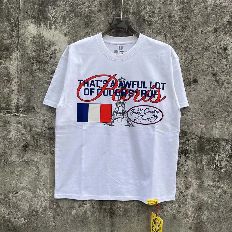 That’s A Awful Lot of Cough Syrup National Flag Iron Tower Print T-shirt Men Women High Quality Loose White Short Sleeve Tops