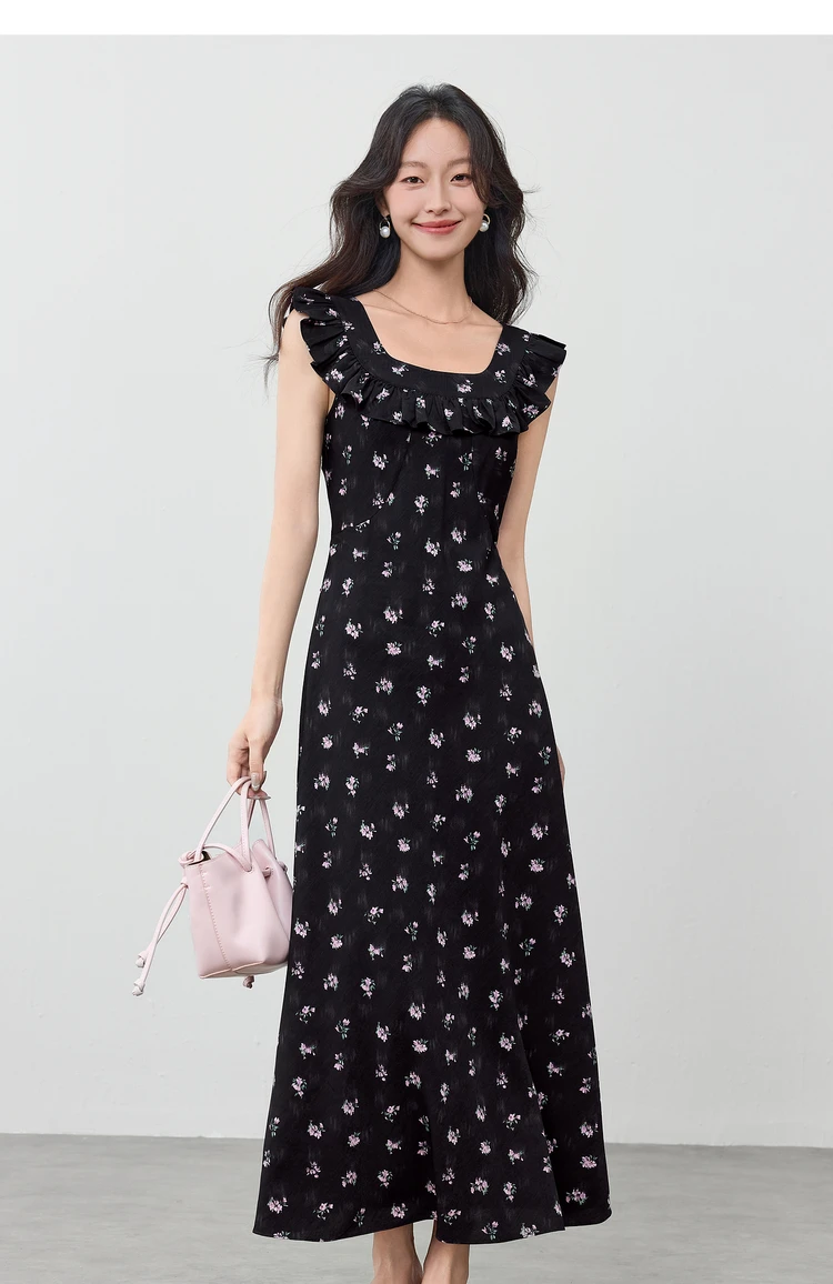 SENTUBILA Damen Sommerkleid mit Blumenmuster 2026 Elegantes bedrucktes, ärmelloses, tailliertes langes Kleid mit Schnürung, zwei Tragevarianten 152LO3118 – Detail 18