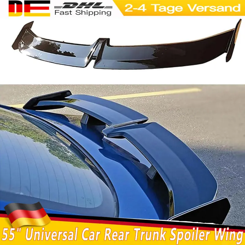 55 Zoll Universal Heckspoiler für Limousinen, Pro-Style Auto-Heckflügel, Seagull-Heckflügel, GT-Heckspoiler, Schmetterlingsförmiger Heckflügel, glänzend Schwarz