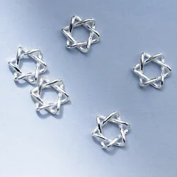 1pc 925 Sterling Silver Hand-woven Star of David Charm Connector 10mm Necklace Bracelets Connection Pendant DIY Jewelry Findings