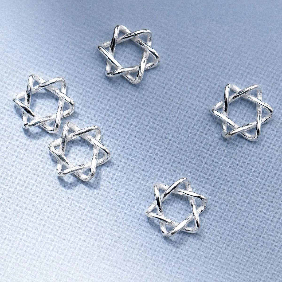 1pc 925 Sterling Silver Hand-woven Star of David Charm Connector 10mm Necklace Bracelets Connection Pendant DIY Jewelry Findings