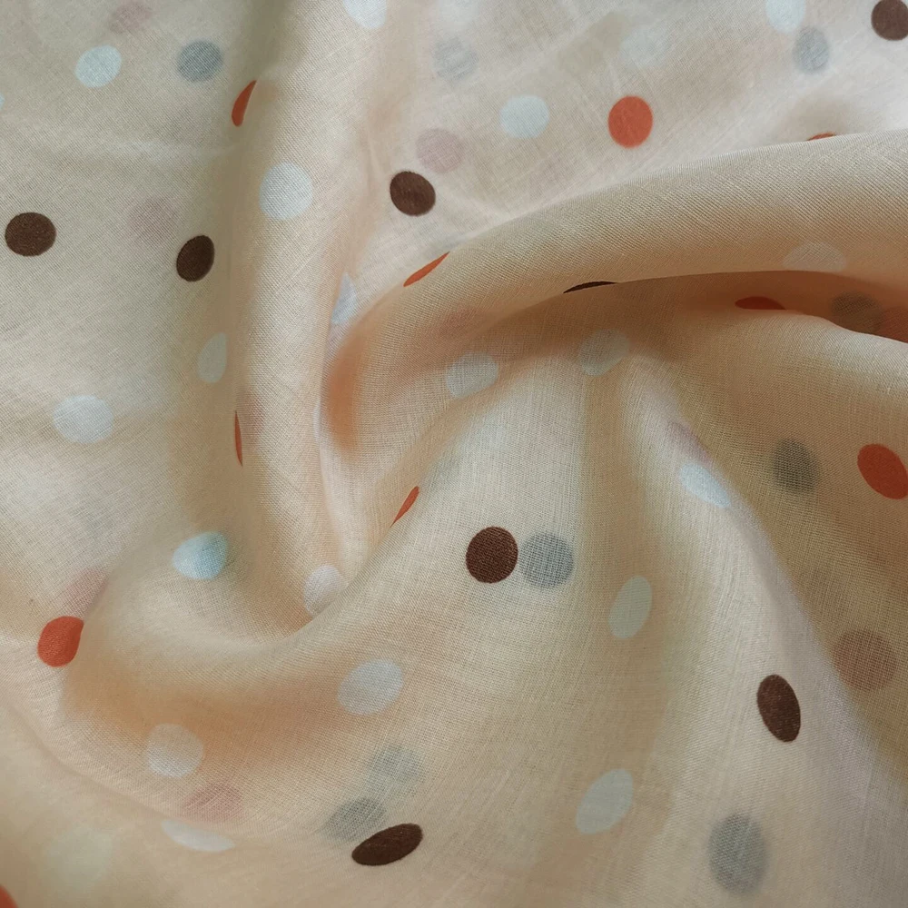 1 meter X 1.35 meter Cute Polka Dots Material Lining Natural Silk Cotton Fabric