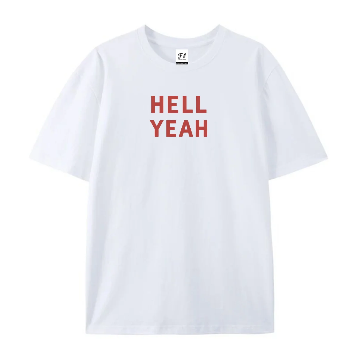 Hell Yeah Bold Red Text Graphic T Shirt Simple Minimalist Statement Tee Unisex Casual Short Sleeve Cotton T-Shirt Everyday Wear