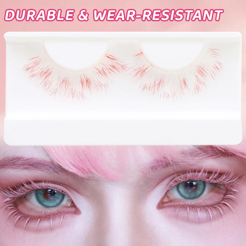 DINGSEN Bunte Wimpern, künstliche Wimpern, DIY-Wimpern, blau, rot, rosa, farbige Wimpern, falsche Wimpern, natürliche Streifenwimpern, Cosplay – Detail 11