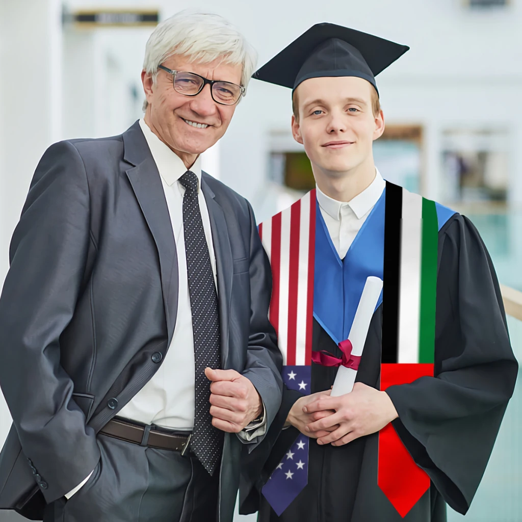 Graduation Sash United Arab Emirates & USA United States Flag Stole Shawls Graduate Wraps Scraf International Student Gifts image 4