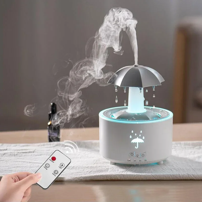 

New Creative Rotating Raindrop Aromatherapy Machine Rain Cloud Humidifier Heavy Fog Colorful Umbrella Humidifier