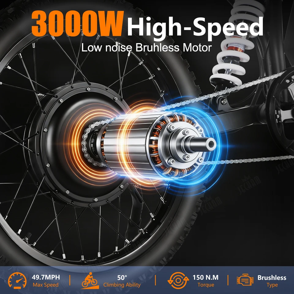 QF200 E-bike 3000W Motor 60V32AH Battery Adult Fast Off-Road Mountain Electric Bike Hydraulic Brake All-Terrain Electric Bicycle image 8