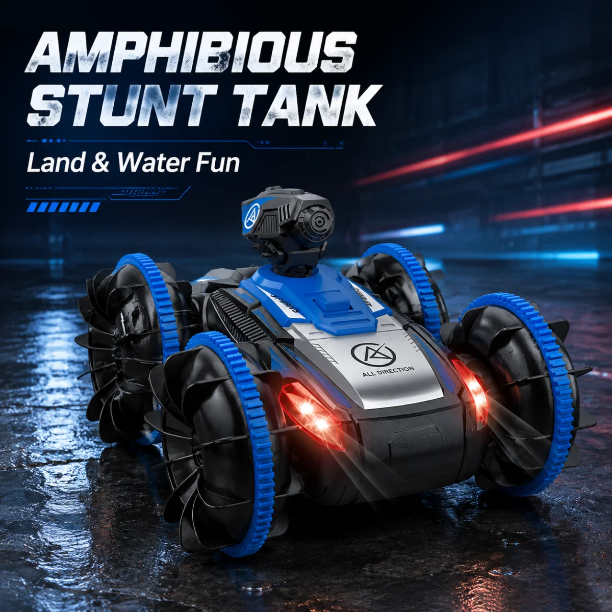 Vehículo Todoterreno a Control Remoto, Auto RC 4x4 Impermeable, Azul 360 °   Juguete Acrobático Plegable para Niños, Regalo