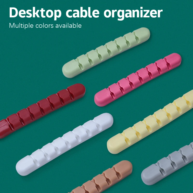 Solid Color Self-adhesive Silicone Magnetic Cable Organizer Cables Holder Silicone Flexible Desktop Clips Mouse Wire Organizer