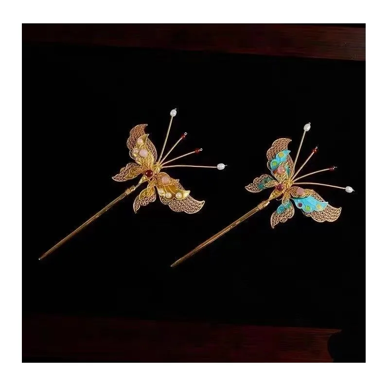 

Guochao Novel Butterfly Pattern Wings Three-dimensional Shape Hairpin Ancient Film and Television Headgear Hanfu Hair Accessorie