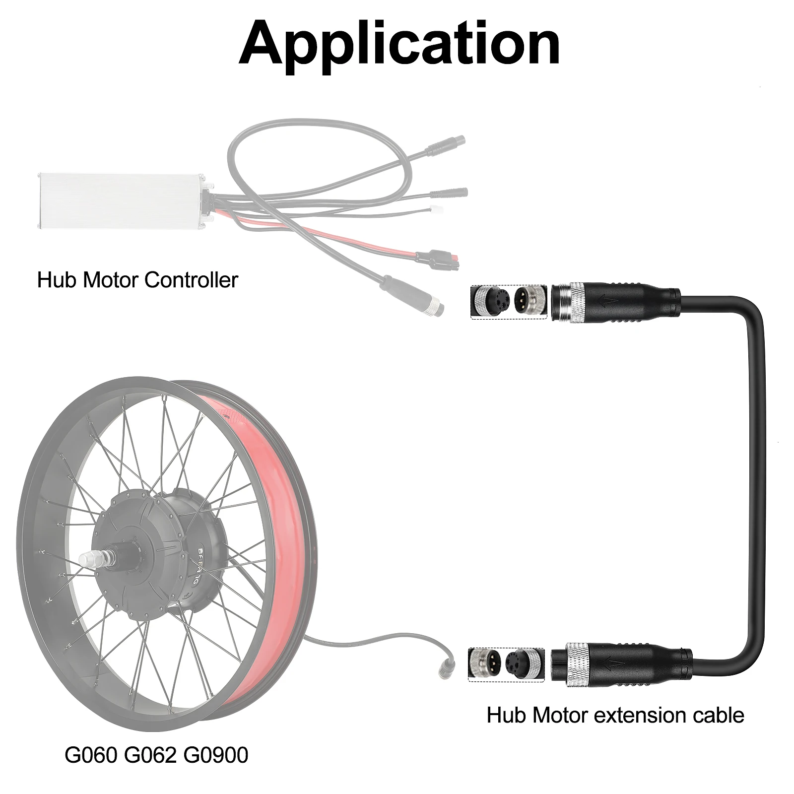 EBIKE FAT Hub Motor Cable - Cavo di prolunga motore impermeabile per BAFANG G062 G060 - 10 PIN e 11 PIN - 48 V 750 W/1000 W - 60 cm/90 cm