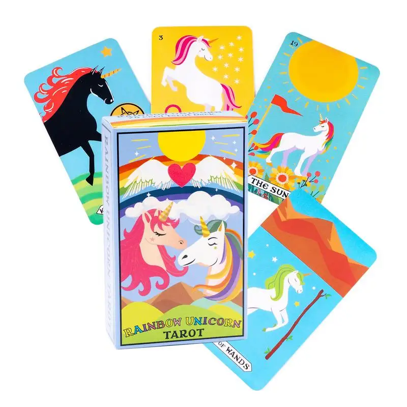 Tarot cheval arc-en-ciel mystérieux, jeu de cartes de fête, oracle, pour la famille et les amis