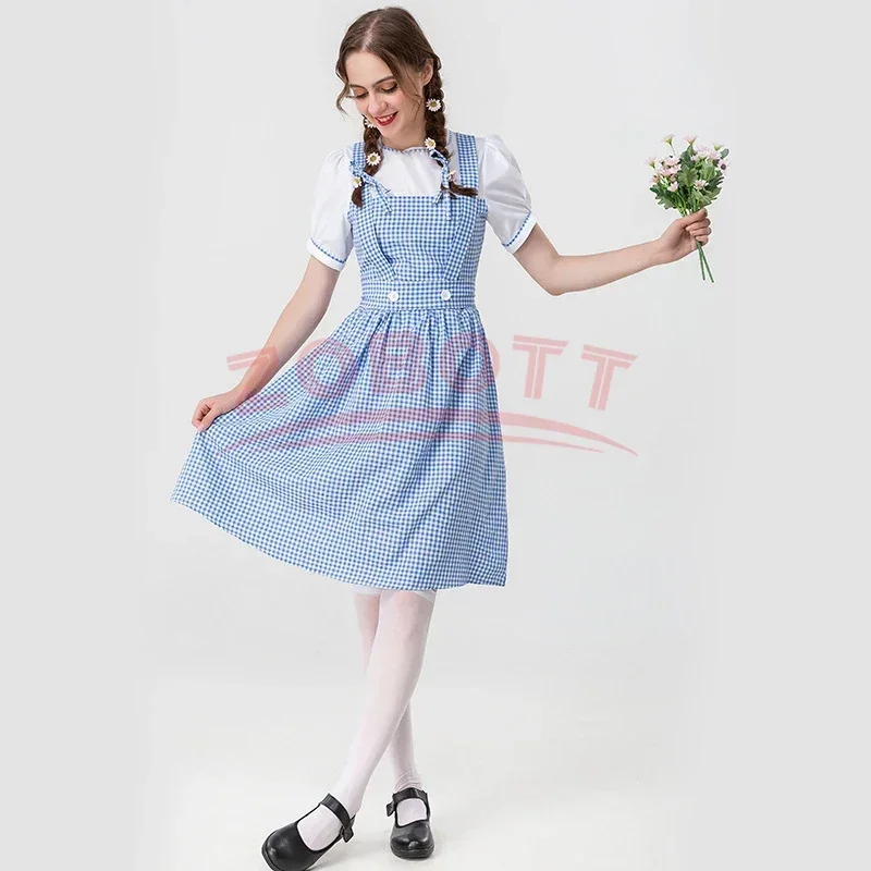 Doritory Wizard of Oz Cosplay Costume pour enfants, robe à carreaux bleue traditionnelle, costume Dirndl pour enfants, fête de carnaval pour filles