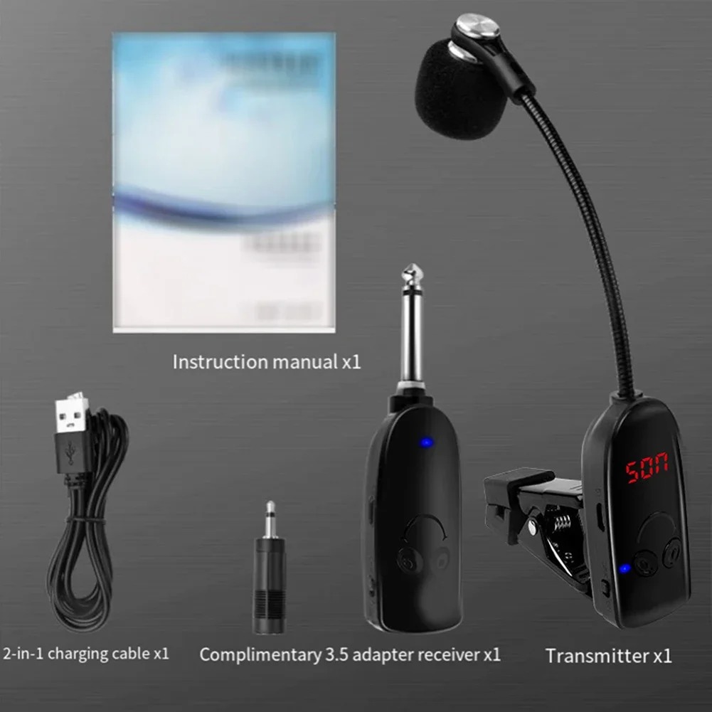 

UHF Wireless For Saxophone Trumpet Sax Microphone System Wide Frequency Response Reliable Long Distance Reception