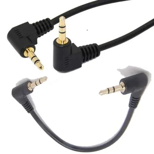25cm 3.5mm Double Right Angle Male Jack Aux Stereo Audio Male Plug Adapter Cable