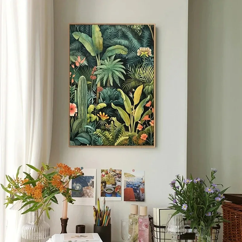 Tropical Jungle Wild Leopard Plants Animals Color Art Poster Canvas Decorative Painting Nordic Mural Home Decoration Wall Art
